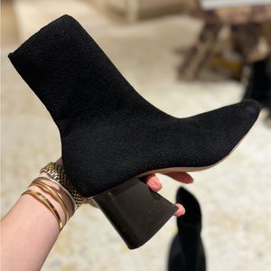 Celine heeled sock boots black women's